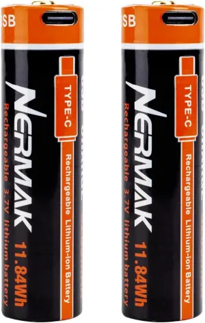 3.7V 3200mAh USB Rechargeable Lithium lon Battery for Flashlights, Headlamps, Bike Lights, Bluetooth Speaker Etc(2 Pack)