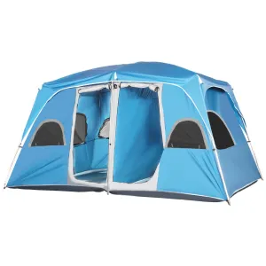 4-8 Person Camping Tent Family Tent with 2 Room Mesh Windows Easy Set Up for Backpacking Hiking Outdoor Blue