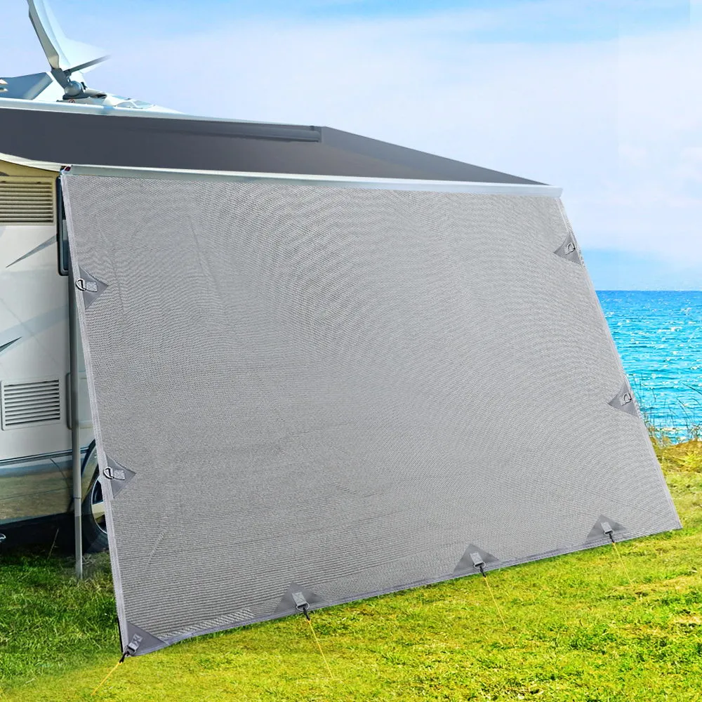 4.0M Caravan Privacy Screens 1.95m Roll Out Awning End Wall Side Sun Shade