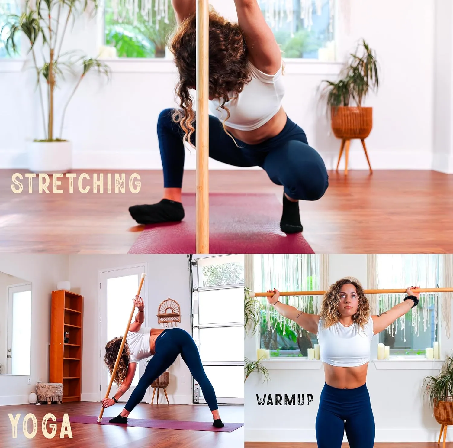 5ft Bamboo Mobility Stick- Premium Yoga Dowel