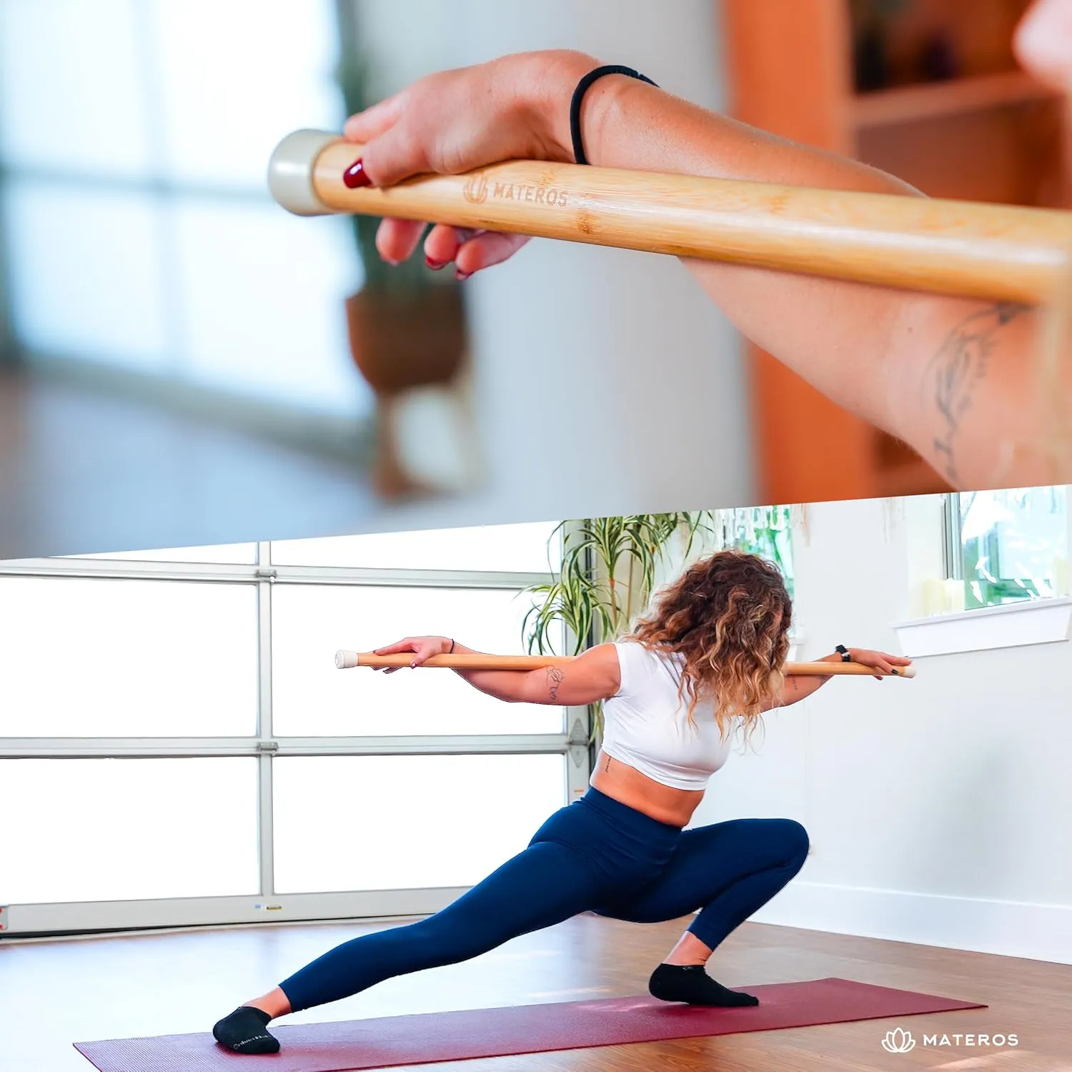 5ft Bamboo Mobility Stick- Premium Yoga Dowel