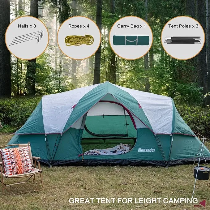 6 Person Family Camping Tent,Waterproof Windproof with Top Rainfly,Easy Set Up,Pop Up Tent for Outdoor Camping Hiking Travel