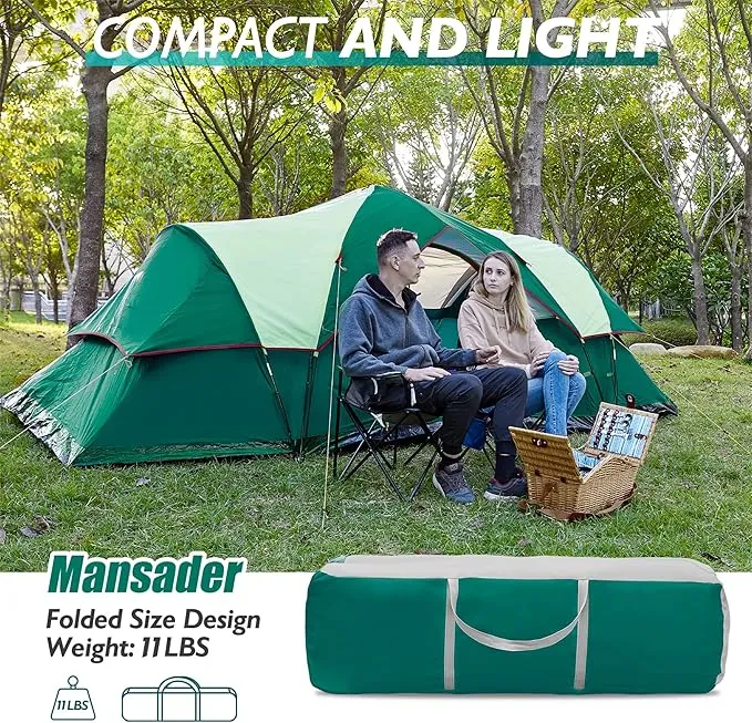 6 Person Family Camping Tent,Waterproof Windproof with Top Rainfly,Easy Set Up,Pop Up Tent for Outdoor Camping Hiking Travel