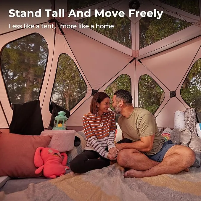 ACACIA Camping Tent, 2-3 Person Pop Up Camping Tent with 8 Windows and Footprint, Waterproof Windproof Easy Setup Hub Tent for Family Camping, Hiking and Glamping