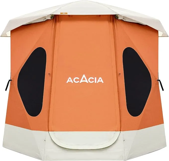 ACACIA Camping Tent, 2-3 Person Pop Up Camping Tent with 8 Windows and Footprint, Waterproof Windproof Easy Setup Hub Tent for Family Camping, Hiking and Glamping