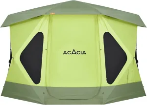 ACACIA Space Camping Tent XL, 4-6 Person Large Family Tent with 6'10'' Height, 2 Doors, 8 Windows, Waterproof Pop Up Easy Setup Hub Tent with Rainfly, Footprint for Car Camping, Glamping, Pistachio
