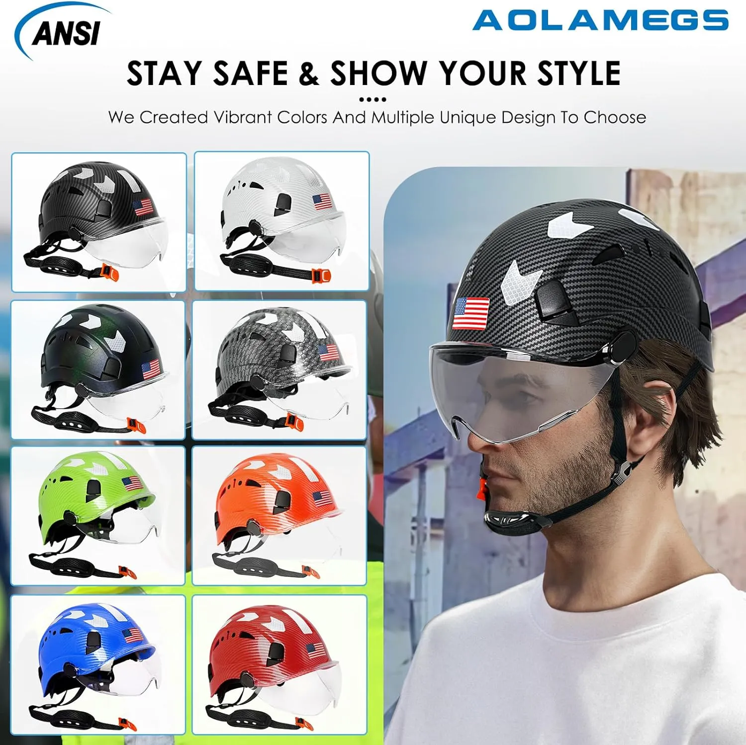 Carbon Fiber Pattern Hard Hats - Construction OSHA Approved Hard Hat,ANSI Z89.1 Type 1 Class C Adjustble Vented Safety Helmet for Men Women,6-Pt Suspension Low Profile Hard Hat with Chin Strap Cascos
