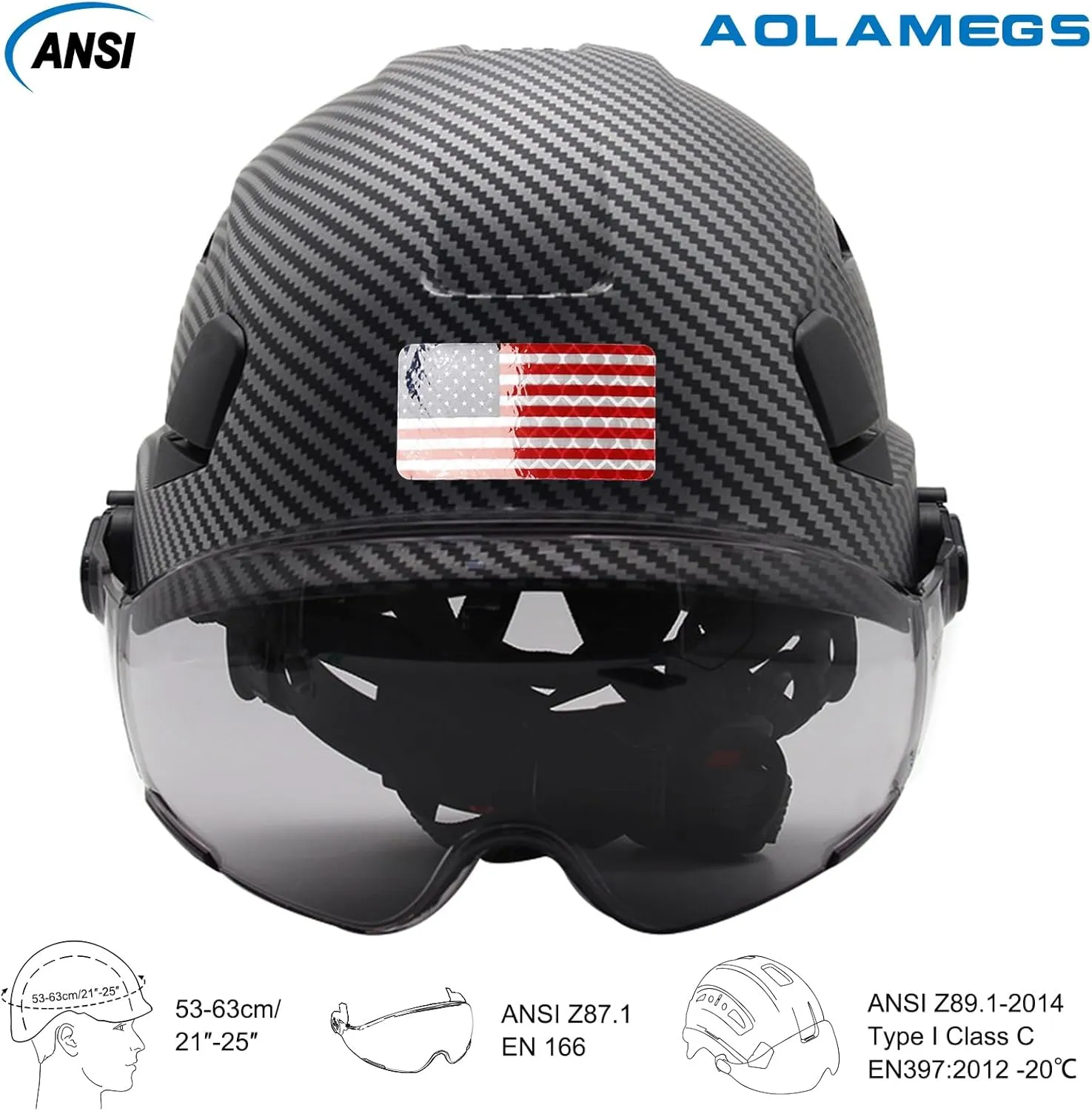 Carbon Fiber Pattern Hard Hats - Construction OSHA Approved Hard Hat,ANSI Z89.1 Type 1 Class C Adjustble Vented Safety Helmet for Men Women,6-Pt Suspension Low Profile Hard Hat with Chin Strap Cascos