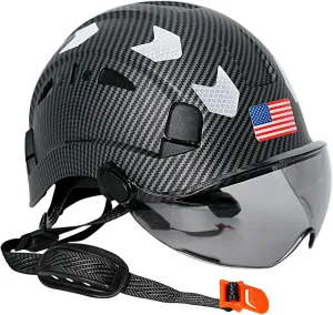 Carbon Fiber Pattern Hard Hats - Construction OSHA Approved Hard Hat,ANSI Z89.1 Type 1 Class C Adjustble Vented Safety Helmet for Men Women,6-Pt Suspension Low Profile Hard Hat with Chin Strap Cascos