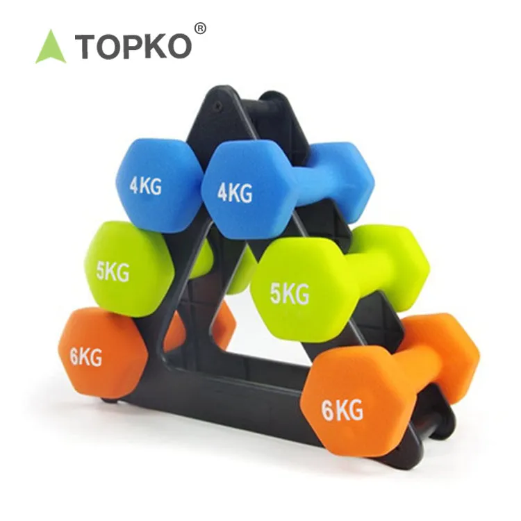 Colored Neoprene Coated Dumbbell Set with Stand