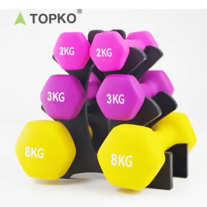 Colored Neoprene Coated Dumbbell Set with Stand