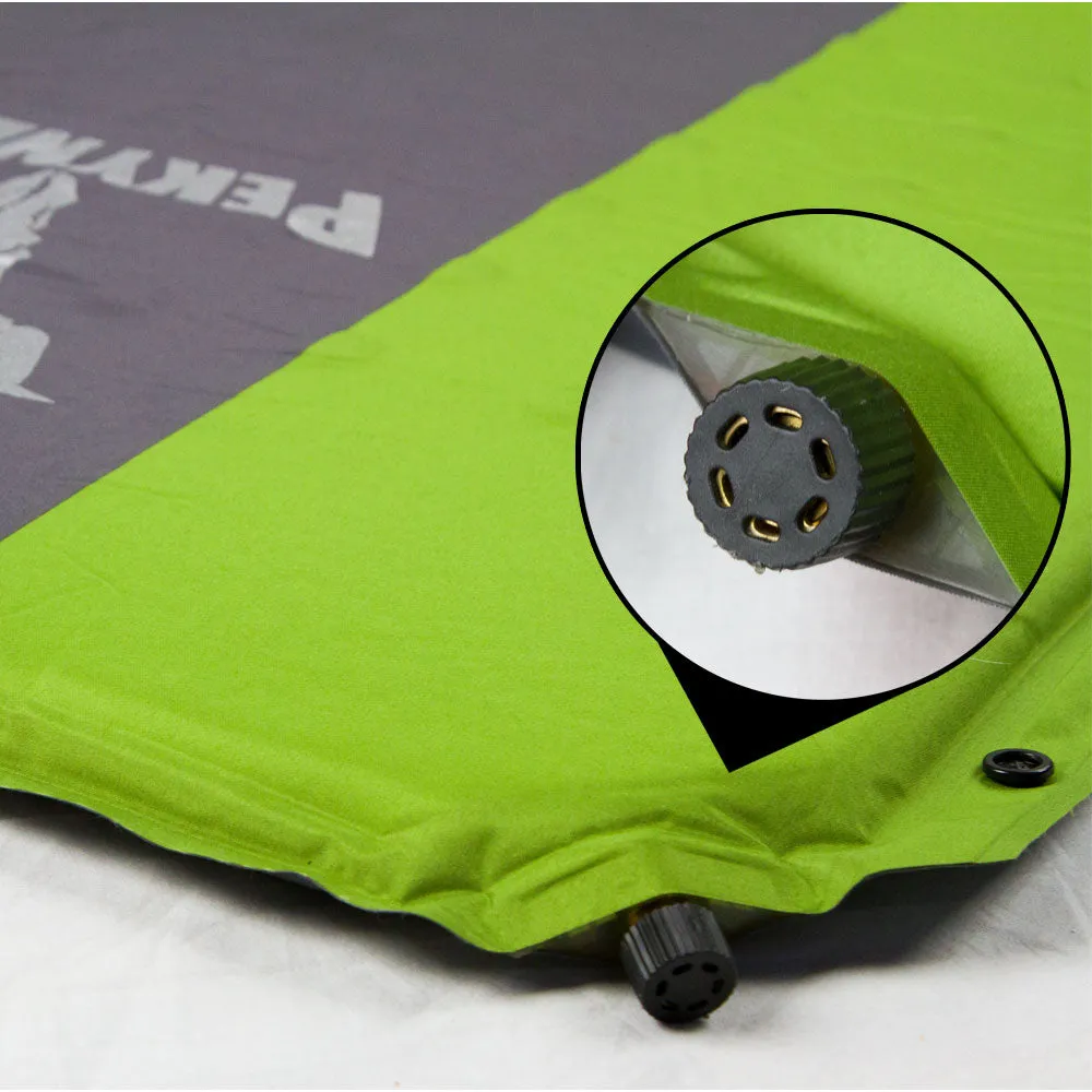 Double Self Inflating Mattress Sleeping Mat Air Bed Camping Camp Hiking Joinable - green
