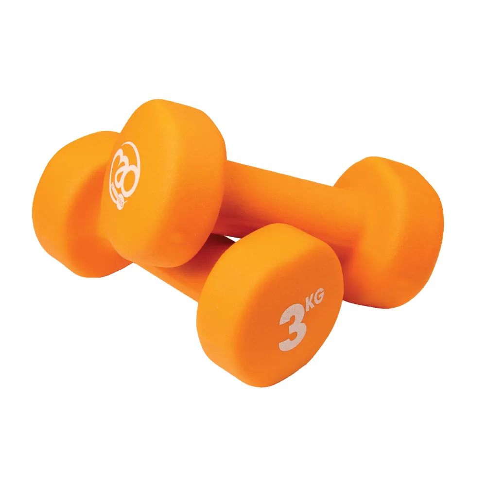 Neoprene Coated Dumbells, Flat Bottoms, Pair, 0.5kg to 5kg