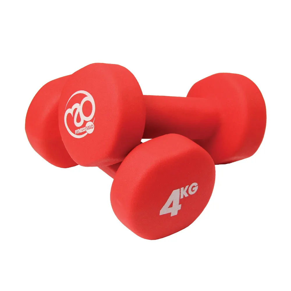 Neoprene Coated Dumbells, Flat Bottoms, Pair, 0.5kg to 5kg