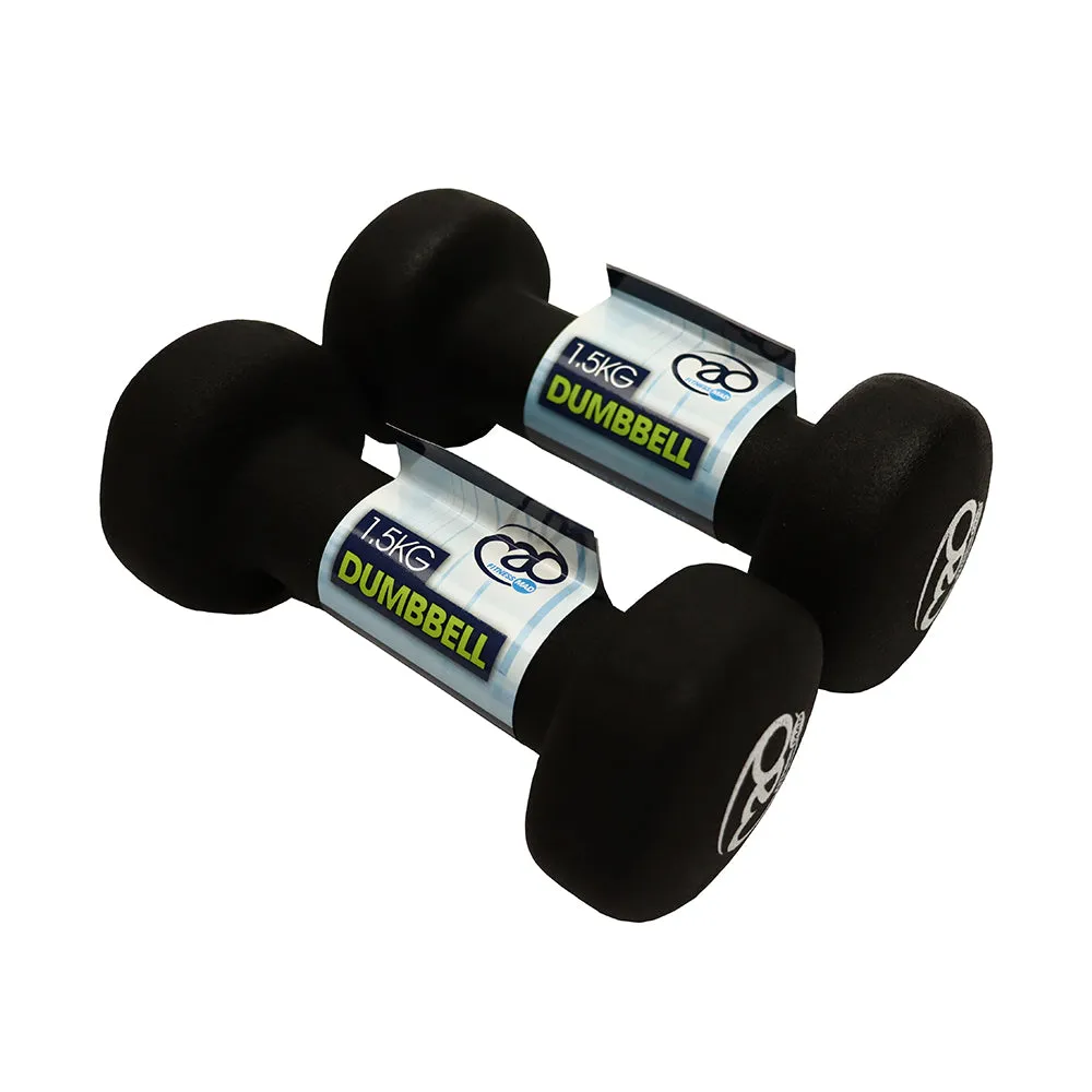 Neoprene Dumbbells Pair - Black - Available in 0.5, 1, 1.5, 2, 3, 4 and 5kg