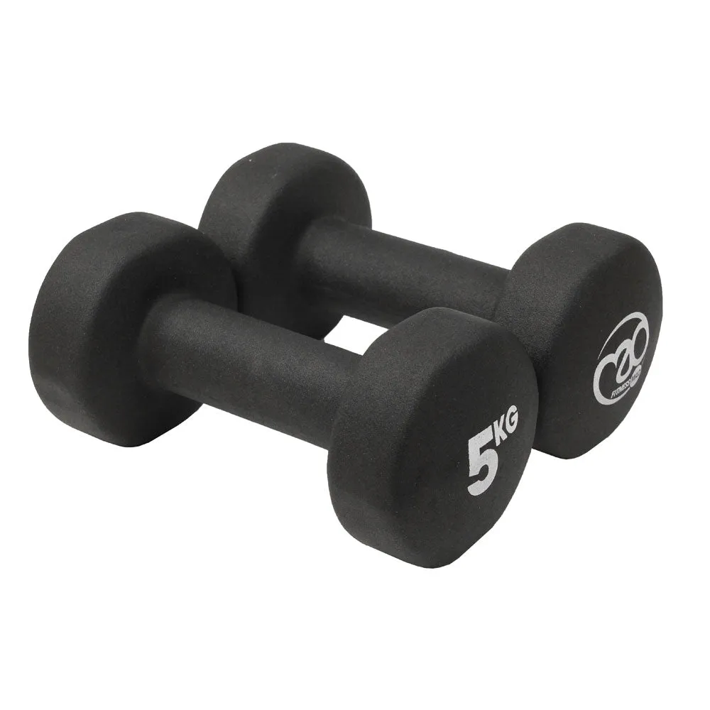 Neoprene Dumbbells Pair - Black - Available in 0.5, 1, 1.5, 2, 3, 4 and 5kg