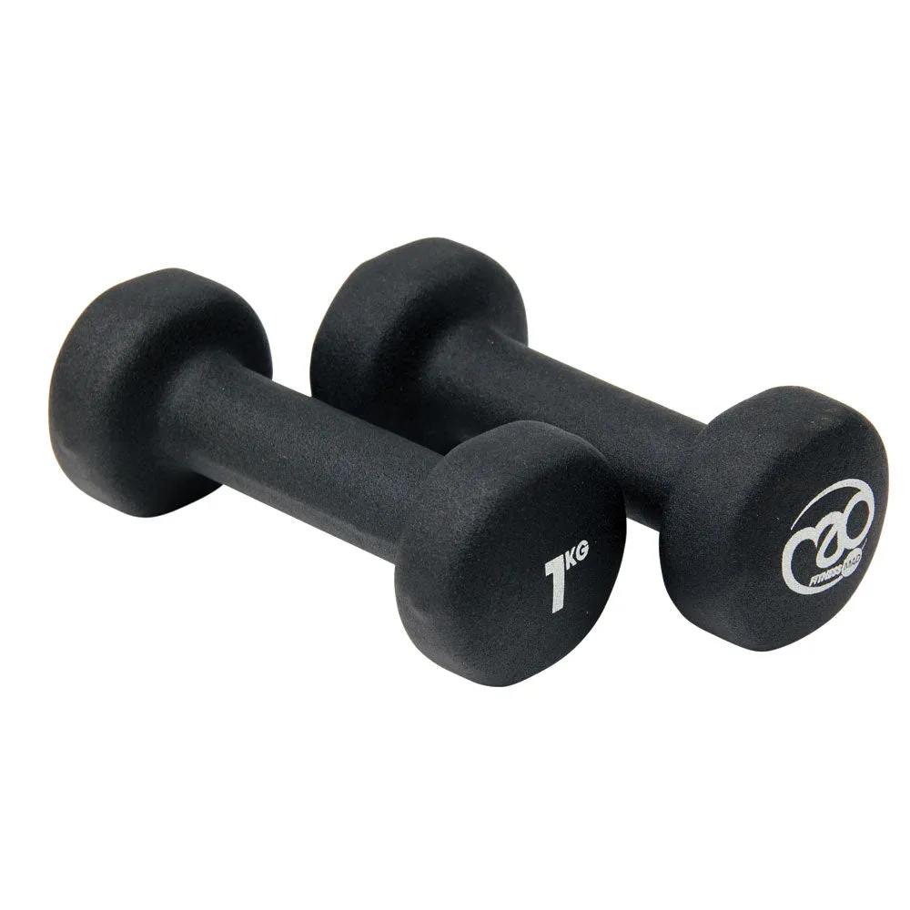 Neoprene Dumbbells Pair - Black - Available in 0.5, 1, 1.5, 2, 3, 4 and 5kg