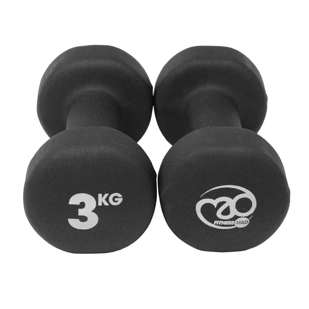 Neoprene Dumbbells Pair - Black - Available in 0.5, 1, 1.5, 2, 3, 4 and 5kg