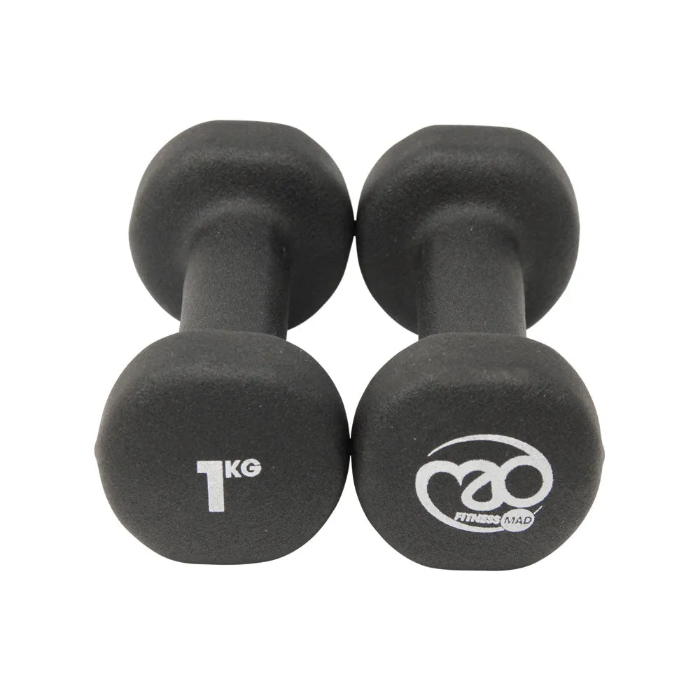 Neoprene Dumbbells Pair - Black - Available in 0.5, 1, 1.5, 2, 3, 4 and 5kg