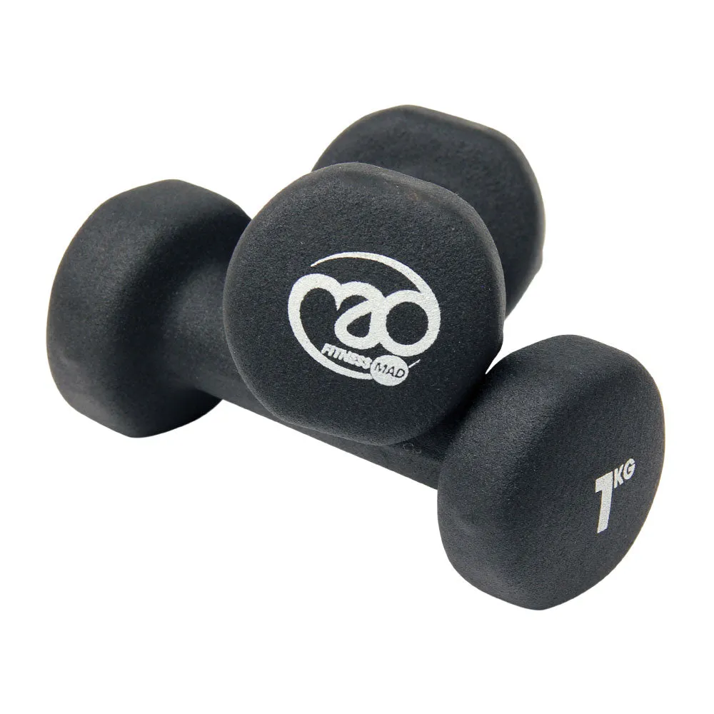 Neoprene Dumbbells Pair - Black - Available in 0.5, 1, 1.5, 2, 3, 4 and 5kg