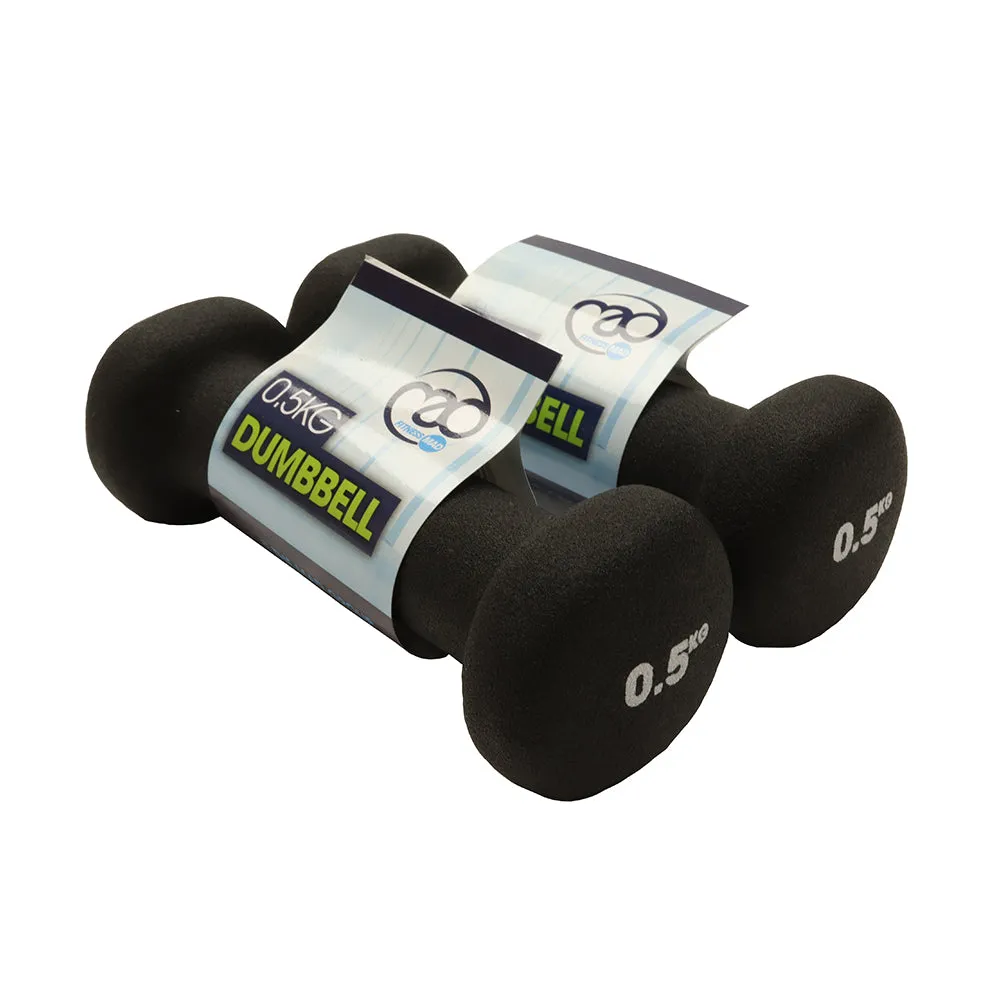 Neoprene Dumbbells Pair - Black - Available in 0.5, 1, 1.5, 2, 3, 4 and 5kg