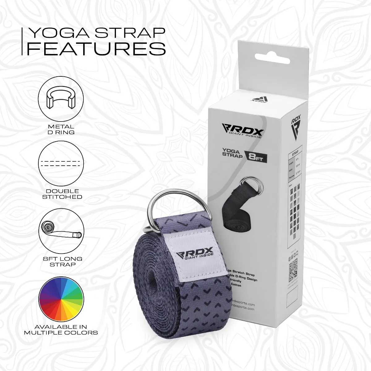 RDX F11 D-Ring Steel Buckle Cotton Yoga Strap