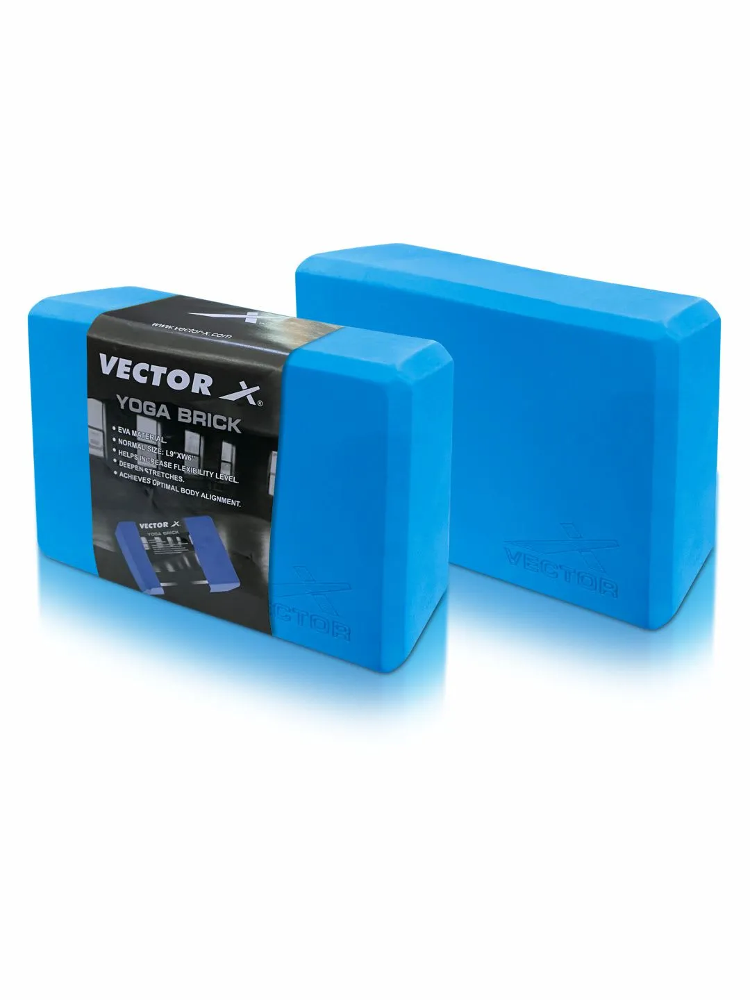 VECTOR X Yoga Block/Yoga Brick of High Density Premium EVA Foam Eco Non Toxic Pack of 2 Yoga Blocks (Blue Pack of 2)