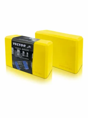 VECTOR X Yoga Block/Yoga Brick of High Density Premium EVA Foam Eco Non Toxic Pack of 2 Yoga Blocks (Yellow Pack of 2)