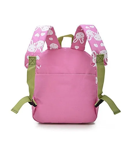 X-Happy Rabbit Animals Kids Book Backpack Baby Girls School Bag (Pink)
